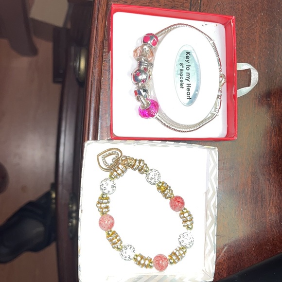 Aventura Jewelry 50 Shades of Pink Bracelet with 1 stretch bracelet - Picture 1 of 9